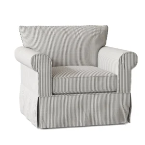 Beautiful Amari slipcovered armchair from Wayfair - perfect for a cozy coastal farmhouse living room.