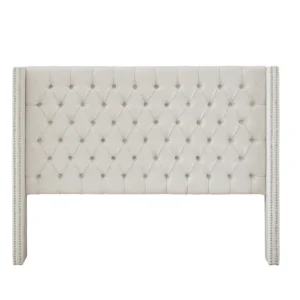 Cream Upholstered Wingback Headboard