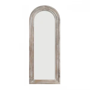 White Arch Mirror with Wood Frame