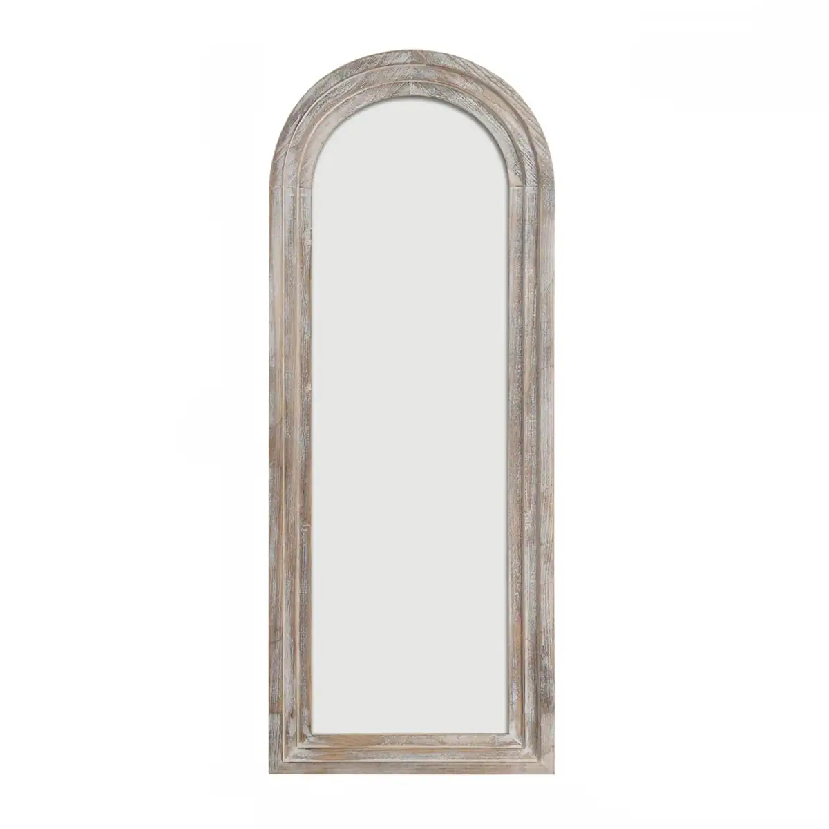 White Arch Mirror with Wood Frame