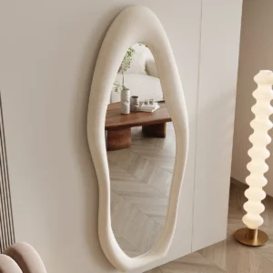 White Arched Floor Mirror